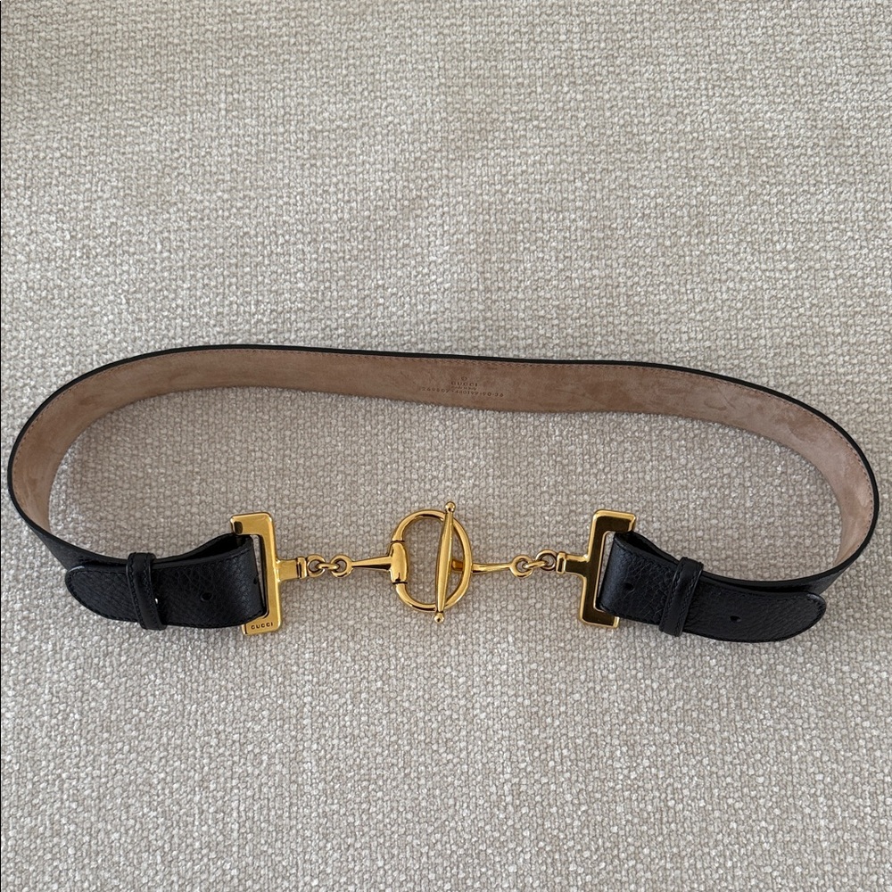 Gucci Black Leather Horsebit Belt